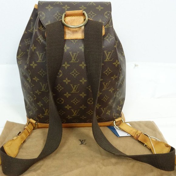 AUTH LOUIS VUITTON Monogram Leather Montsouris GM Backpack Handbag Shoulder Bag - Picture 3 of 14